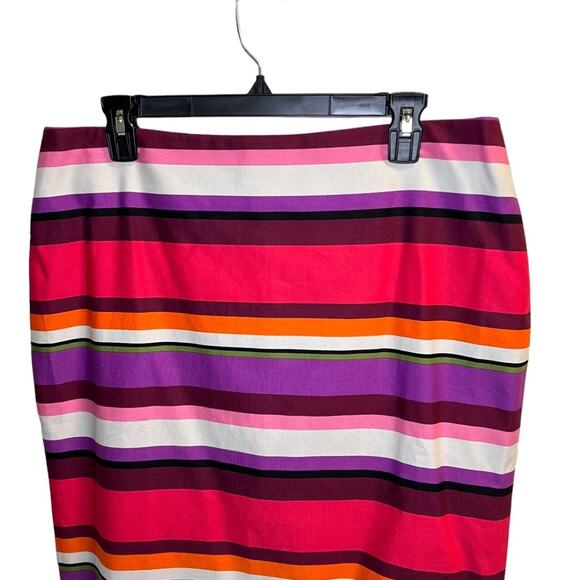 Liz Claiborne Women's Pencil Skirt Beach Rose Purple Pink White Stripe Sz 12 NWT - Picture 6 of 10